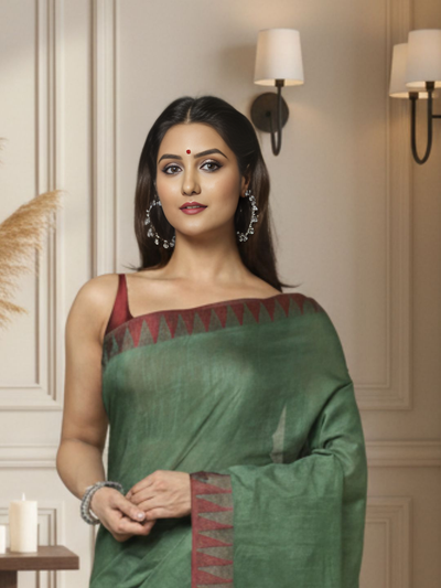 DyeLoom Kota Silk Jacquard Saree Green