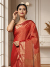 Quaint Maheshwari Tissue Silk Handwoven Saree Red