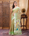 Kota Doria Paithani Embroidery Designer Saree Green