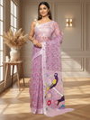 Kota Doria Paithani Embroidery Designer Saree Lavender