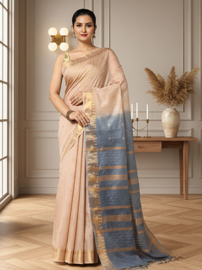 Pure Kota Silk Saree Beige Jaquard Weaving