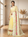 Sunshine Chikenkari Pure Cotton Kota Doria Yellow Saree