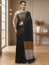 Classy Silk Linen Handdyed Black Contrast Pallu Saree