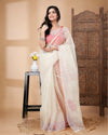  Tissue Muslin White Saree Jamdani Weaving | Indiehaat