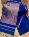 Indiehaat | Maheshwari Silk Blue & Lilac Dual Tone Saree