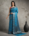 Silkmark Certified Banarasi Muga Tussar Pacific Blue Saree