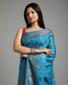 Silkmark Certified Banarasi Muga Tussar Pacific Blue Saree