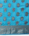 Silkmark Certified Banarasi Muga Tussar Pacific Blue Saree