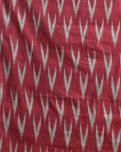 Mesmerizing Ikkat Cotton Suit Red (Top+Bottom+Dupatta)