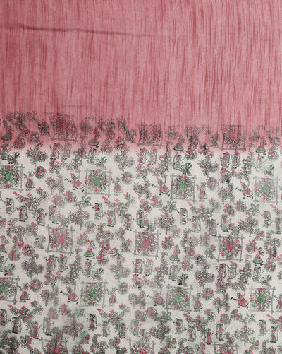 Half Dye Half Print Kota Silk Saree Charm Pink