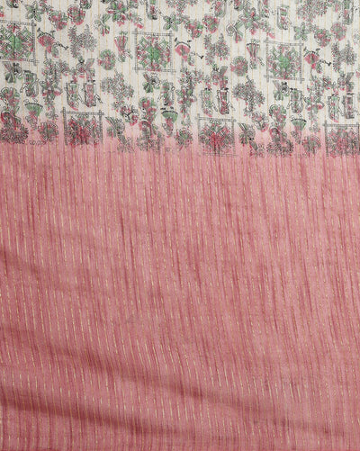 Half Dye Half Print Kota Silk Saree Charm Pink