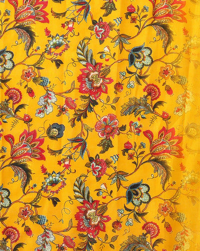 Silkmark Muga Tussar Silk Printed Yellow Saree