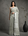 Smoky Slub Linen Saree Batik Print Flannel Gray