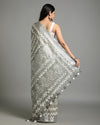 Smoky Slub Linen Saree Batik Print Flannel Gray