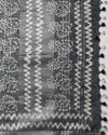 Unique Slub Linen Saree Batik Print Black