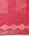 Crimson Slub Linen Saree Batik Print Rubine Red