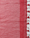 Creative Pure Linen Handloom Saree Red Hand Embroidered