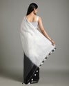 Classy Pure Linen Handloom Saree Black & White Hand Embroidered