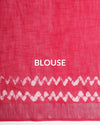 Blushing Slub Linen Wax Batik Hand Dyed Saree Pink