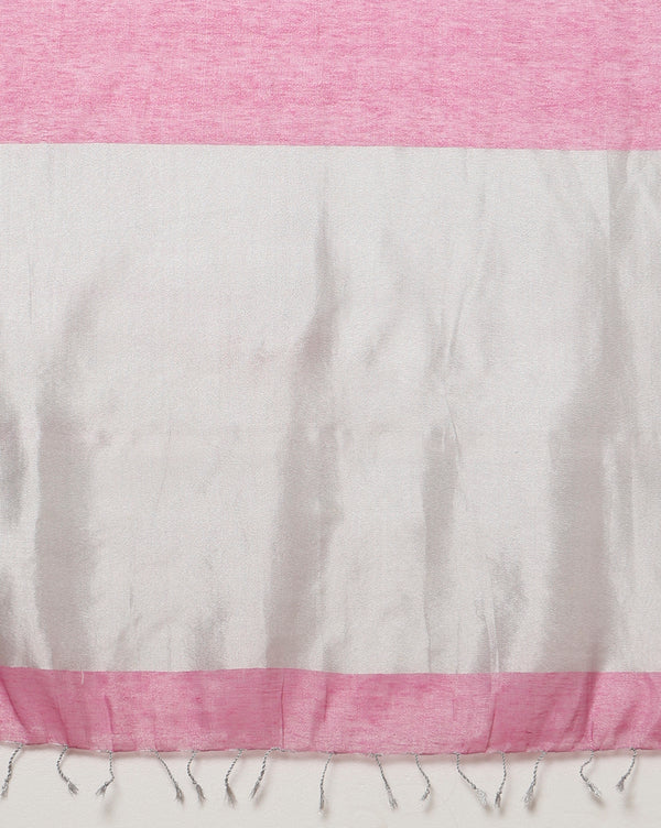 Modern Pure Tissue Linen Handdyed Saree Pink