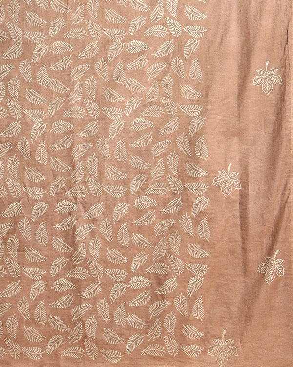 Katan Silk Effulgent Blockprint Beige Suit