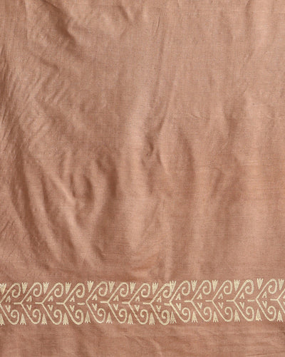 Katan Silk Effulgent Blockprint Beige Suit