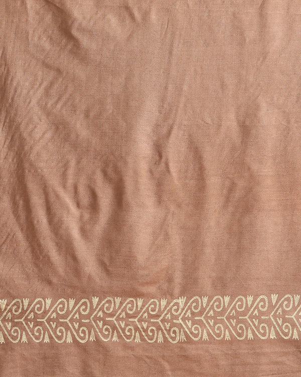 Katan Silk Effulgent Blockprint Beige Suit