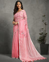 Color-Rich Pure Linen Handloom Saree Pink Embroidered