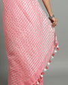 Color-Rich Pure Linen Handloom Saree Pink Embroidered