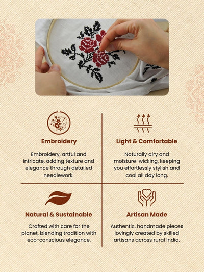 Kota Doria White Saree Allover Embroidery Handcrafted