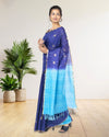 Pure Kota Silk Saree Liberty Blue Weaving Triangle