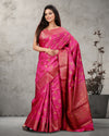 Silkmark Certified Banarasi Muga Tussar Raspberry Pink Saree