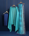 Katan Silk Inspiring Blockprint Blue Suit