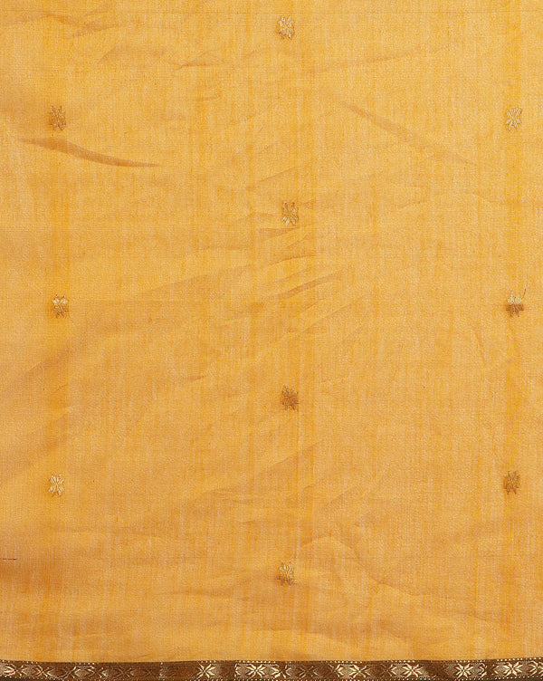 Melodic Pure Maheshwari Silk Handloom Saree Yellow & Brown
