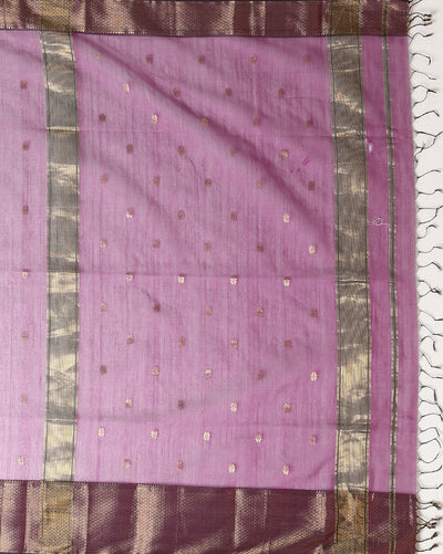 Lively Maheshwari Pure Silk Butta Body Purple Saree