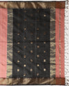 Quaint Pure Maheshwari Silk Handloom Saree Brown & Black