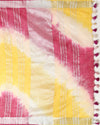 Sunny Slub Linen Saree Yellow & Pink Shibori Hand Dyed