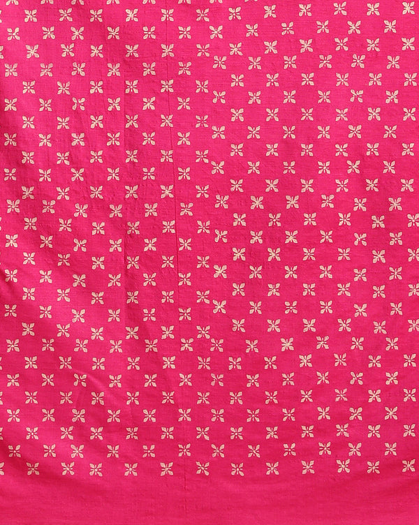 Katan Silk Effulgent Blockprint Pink Suit