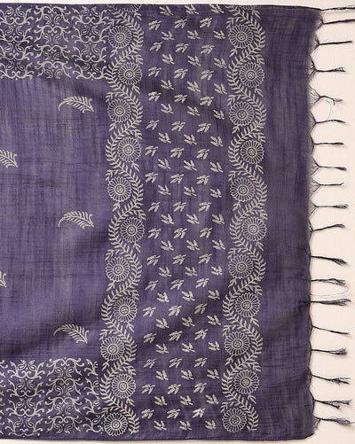 Katan Silk Glowing Blockprint Indigo Blue Suit