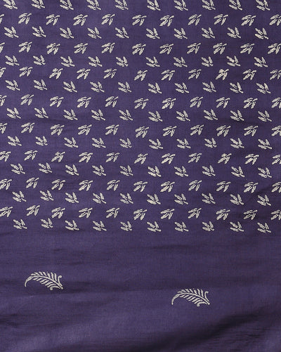 Katan Silk Glowing Blockprint Indigo Blue Suit