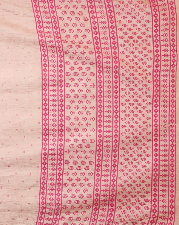 Katan Silk Intricate Blockprint Beige Suit