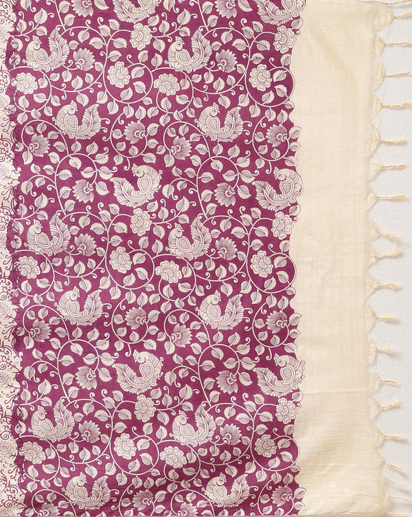 Katan Silk Kinetic Blockprint Violet Suit