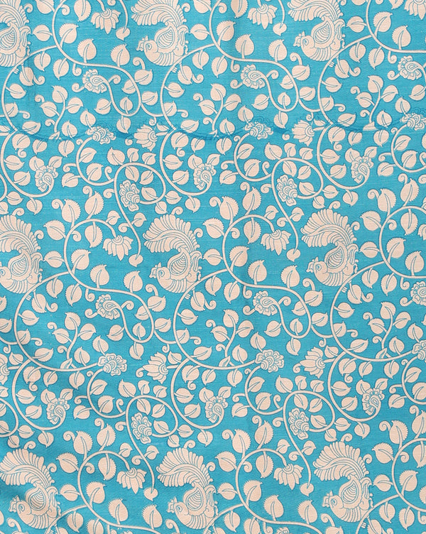 Katan Silk Radiating Blockprint Royal Blue Suit