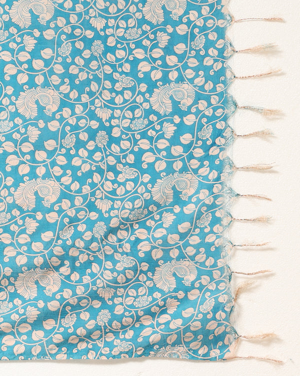 Katan Silk Radiating Blockprint Royal Blue Suit