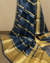 Beaming Banarasi Pure Organza Silk Blue Saree