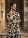 Indiehaat | Blockprinted Cotton Frill Dress Black