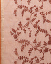 Pure Cotton Kota Doria Saree Brown Jaal Embroidery