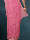 Pure Cotton Kota Doria Saree Rose Pink Jaal Embroidery