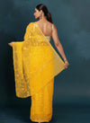 Pure Cotton Kota Doria Saree Yellow Jaal Embroidery