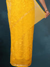 Pure Cotton Kota Doria Saree Yellow Jaal Embroidery